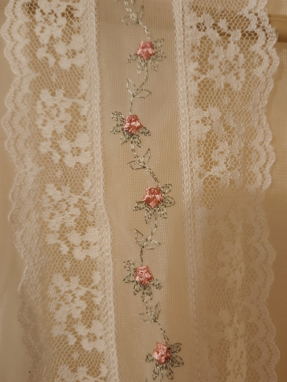 NWT Vintage Dreamaway Size M Sheer Lacy Open Front Pink Drawstring Robe Lingerie - Picture 4 of 8